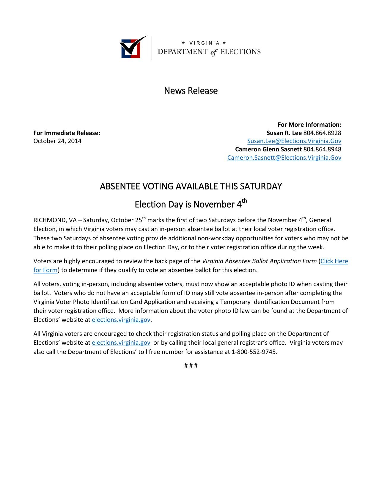 Virginia Absentee Voting