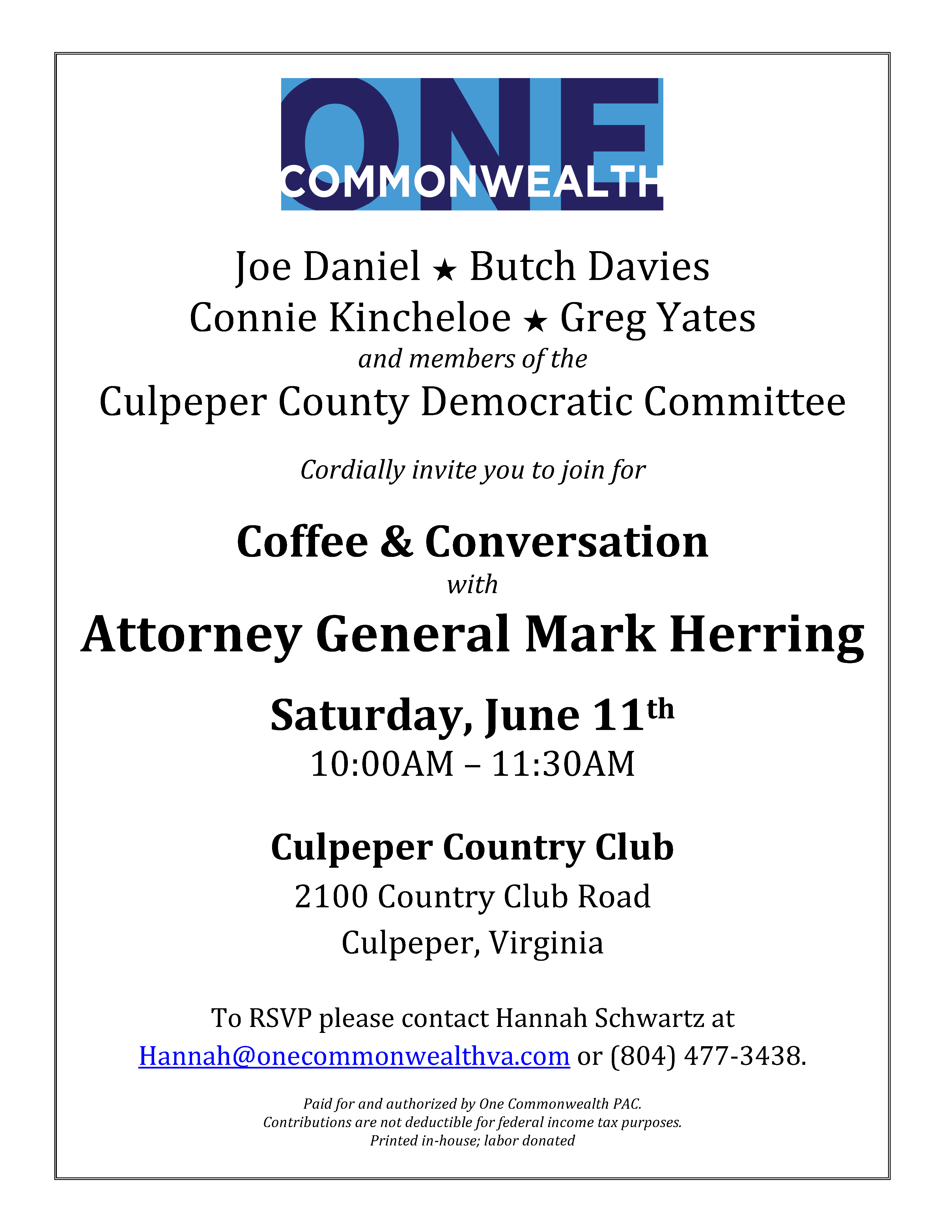 Culpeper Meet & Greet With Mark Herring